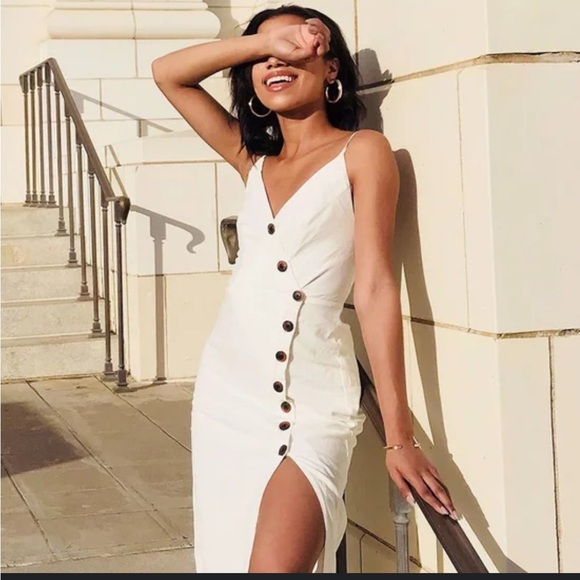 Urban outfitters Elegant White Button-Down Dress cream size XL - Picture 2 of 10